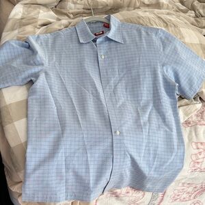 Izod Light Blue Plaid Short Sleeve Shirt